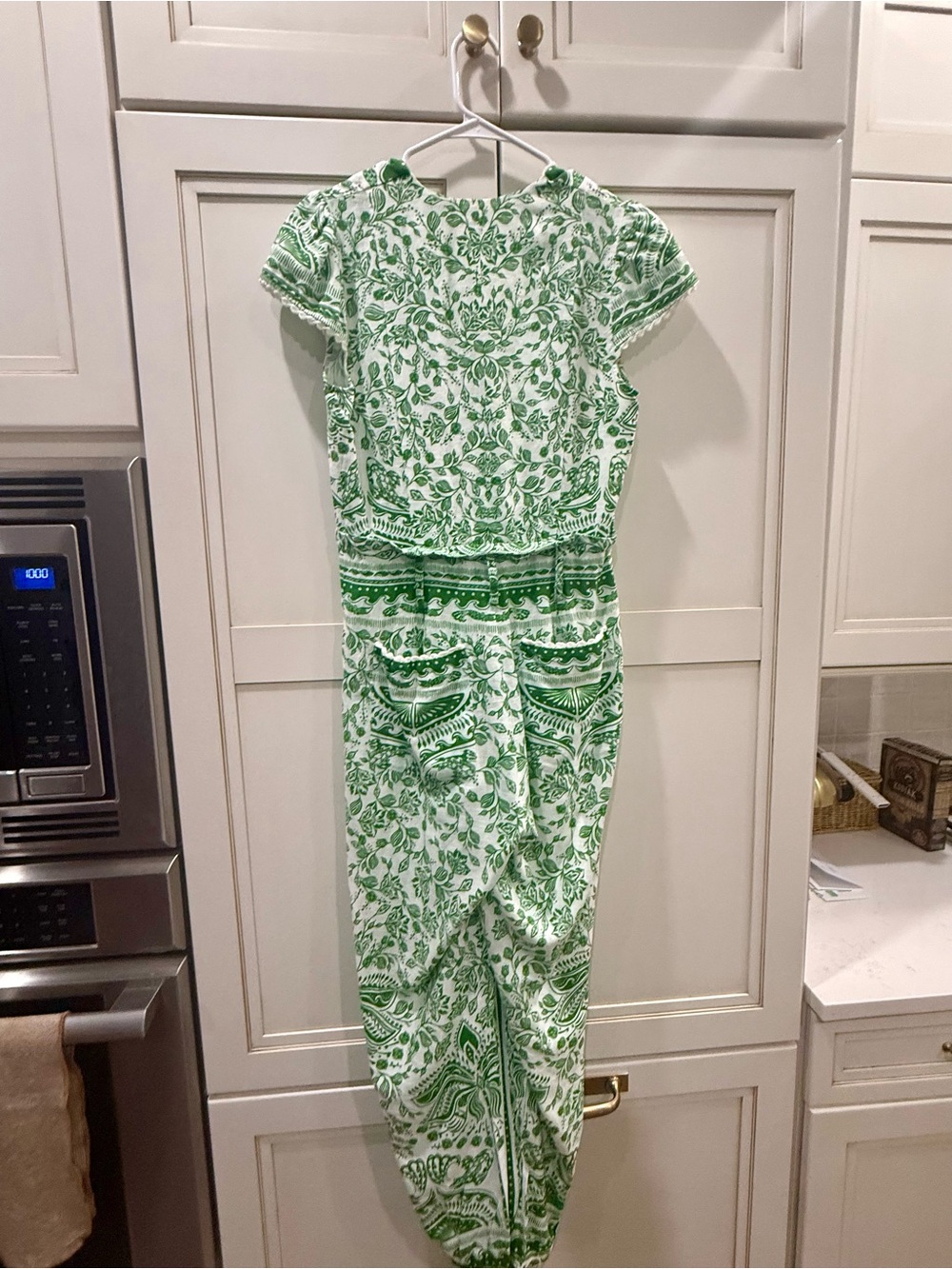 FARM Rio Green & White Tropical Print Jumpsuit — Size M - Picture 3 of 9